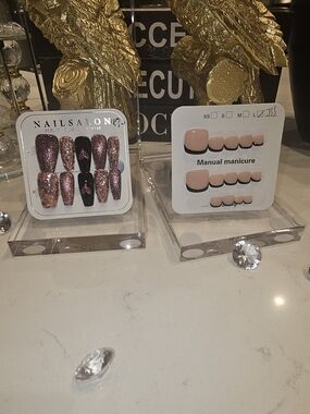 Salon Quality Rose Gold Nails & BLK French Tip Toes